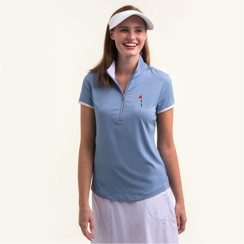 Dormie Flag Fairway & Greene Demi Zip Mock Polo