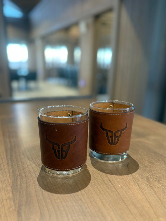 Clayton & Crume Leather Wrapped Rocks Glass Set