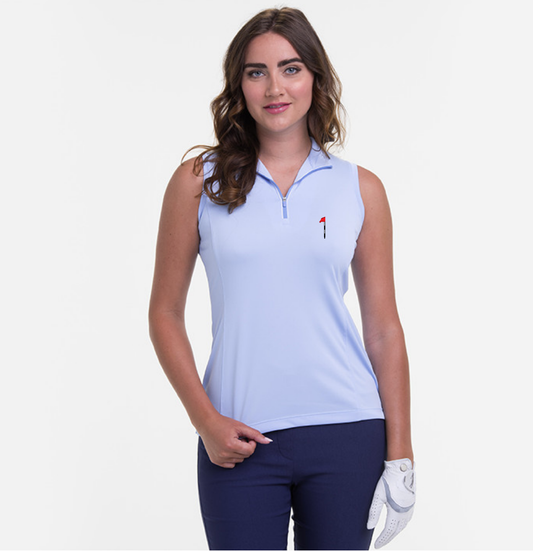 EP New York Sleeveless Convertible Zip Mock Polo